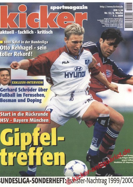 Kicker Sportmagazin Nr. 12, 7.2.2000 bis 13.2.2000