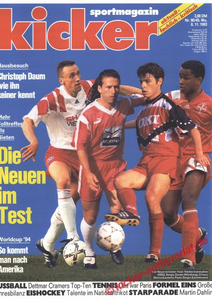 Kicker Sportmagazin Nr. 90, 8.11.1993 bis 14.11.1993