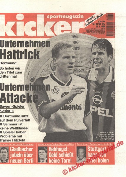 Kicker Sportmagazin Nr. 61, 25.7.1996 bis 31.7.1996