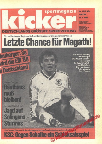 Kicker Sportmagazin Nr. 17, 21.2.1985 bis 27.2.1985