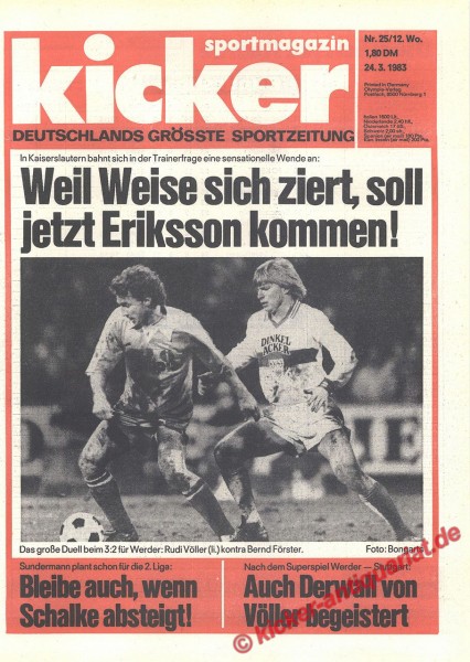 Rudi Völler (Werder Bremen) und Bernd Förster (VfB Stuttgart