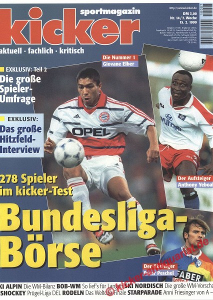 Kicker Sportmagazin Nr. 14, 15.2.1999 bis 21.2.1999