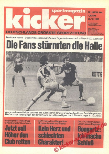 Kicker Sportmagazin Nr. 105, 29.12.1983 bis 4.1.1984