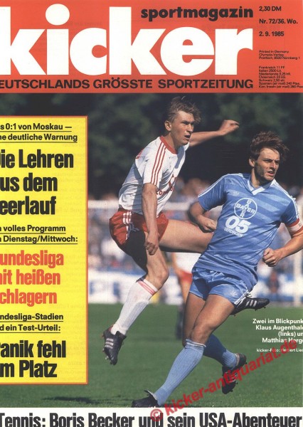 Matthias Herget (Bayer Uerdingen), Klaus Augenthaler (Bayern München)