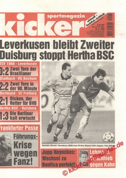 Kicker Sportmagazin Nr. 31, 15.4.1999 bis 21.4.1999