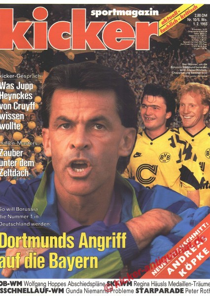 Kicker Sportmagazin Nr. 10, 1.2.1993 bis 7.2.1993