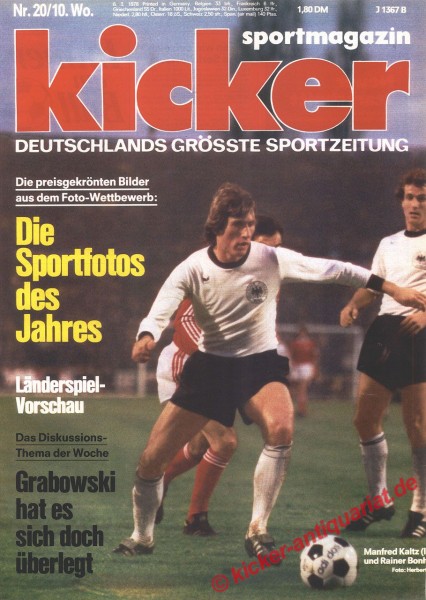 Kicker Titelbild: Manfred Kaltz und Rainer Bonhoff. Die Sportfotos des Jahres