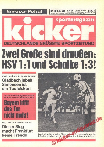 Kicker Sportmagazin Nr. 89, 3.11.1977 bis 9.11.1977