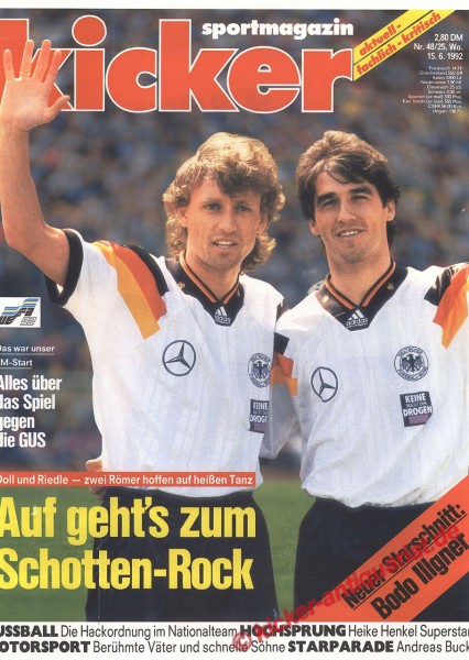 Kicker Sportmagazin Nr. 48, 15.6.1992 bis 21.6.1992