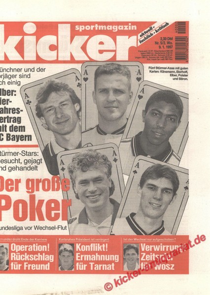 Kicker Sportmagazin Nr. 5, 9.1.1997 bis 15.1.1997