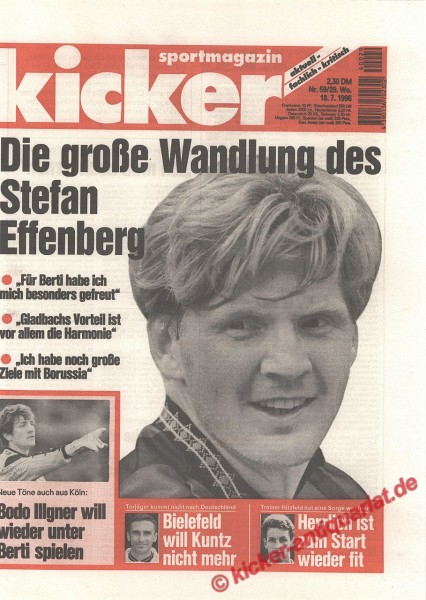 Kicker Sportmagazin Nr. 59, 18.7.1996 bis 24.7.1996