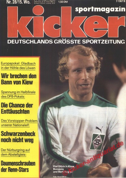 Kicker Sportmagazin Nr. 28, 4.4.1977 bis 10.4.1977