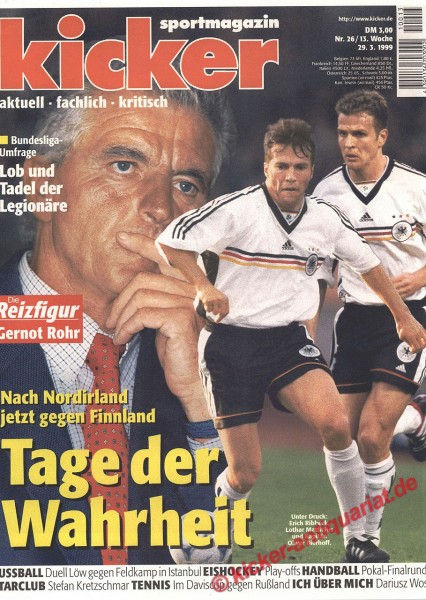 Kicker Sportmagazin Nr. 26, 29.3.1999 bis 4.4.1999