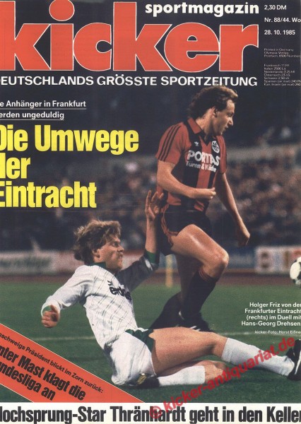 Kicker Sportmagazin Nr. 88, 28.10.1985 bis 3.11.1985