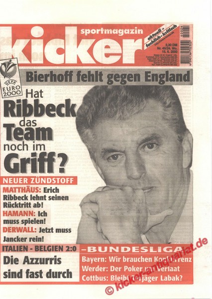 Kicker Sportmagazin Nr. 49, 15.6.2000 bis 21.6.2000