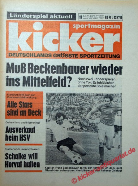 Kicker Sportmagazin Nr. 19, 28.2.1974 bis 6.3.1974