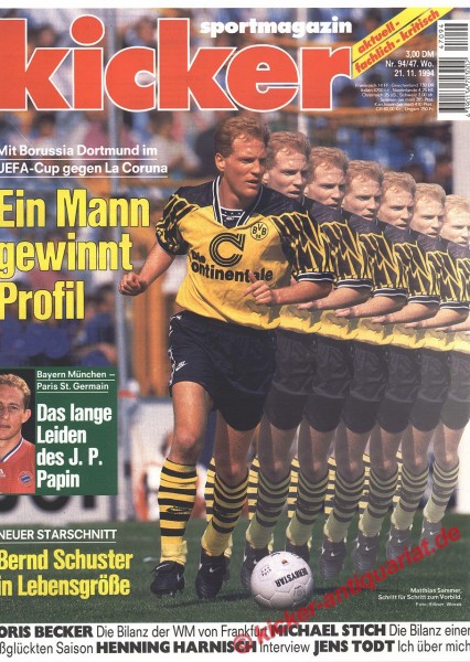 Kicker Sportmagazin Nr. 94, 21.11.1994 bis 27.11.1994