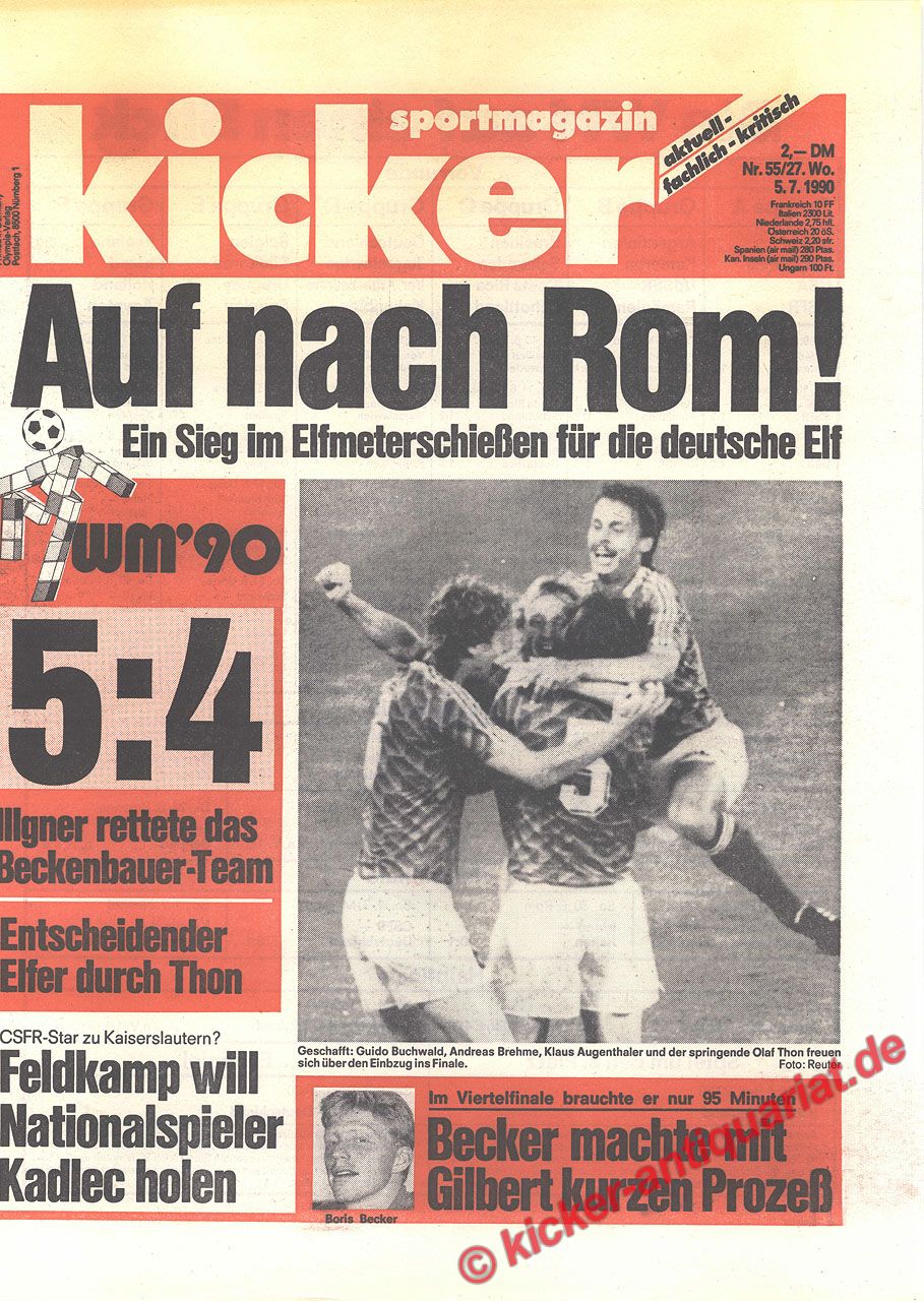 Original Alte Zeitung Kicker Das Sportmagazin Vom 9 7 1990 Geburtstag Geschenkidee Historische Zeitung Vom Tag Der Geburt Alte Zeitschriften Hochzeitstag Hochzeit Originelles Geschenk Kicker Antiquariat