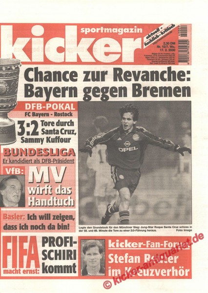 Kicker Sportmagazin Nr. 15, 17.2.2000 bis 23.2.2000