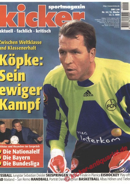 Kicker Sportmagazin Nr. 24, 22.3.1999 bis 28.3.1999