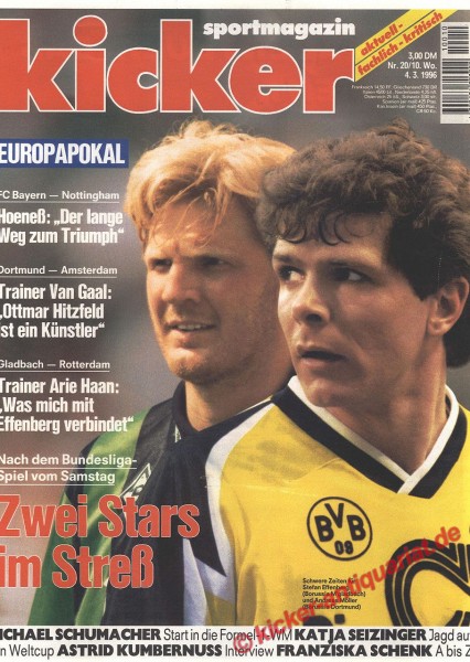 Kicker Sportmagazin Nr. 20, 4.3.1996 bis 10.3.1996