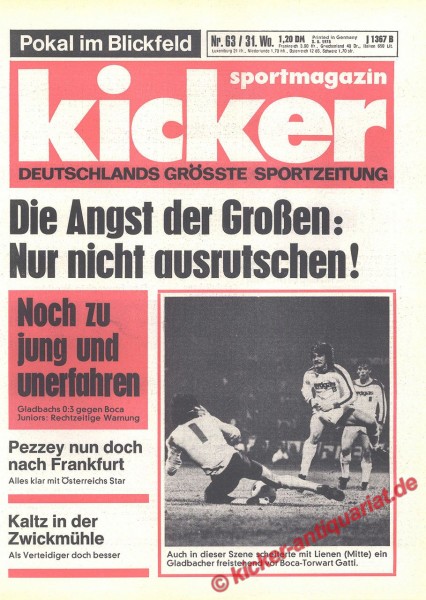 Kicker Sportmagazin Nr. 63, 3.8.1978 bis 9.8.1978