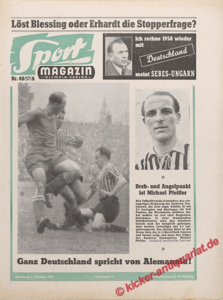 Sportmagazin Nr. 40A, 7.10.1957 bis 13.10.1957