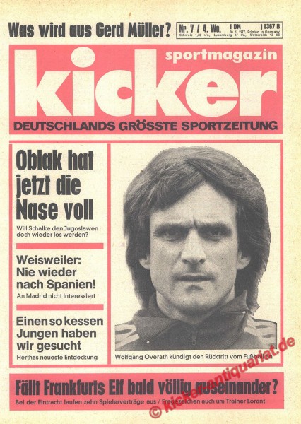 Kicker Sportmagazin Nr. 7, 20.1.1977 bis 26.1.1977