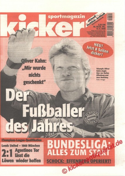 Kicker Sportmagazin Nr. 65, 10.8.2000 bis 16.8.2000