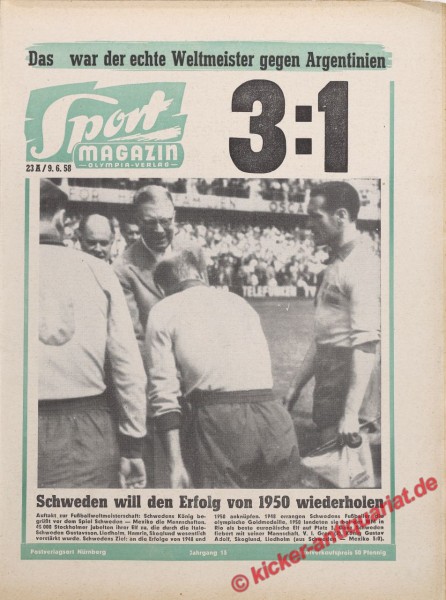 Sportmagazin Nr. 23A, 9.6.1958 bis 15.6.1958