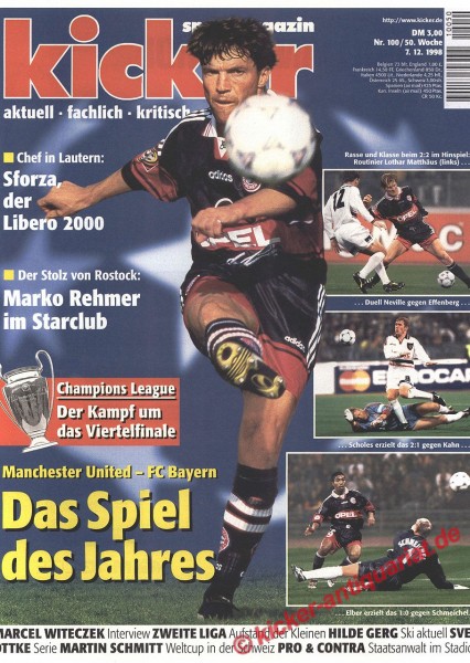 Kicker Sportmagazin Nr. 100, 7.12.1998 bis 13.12.1998