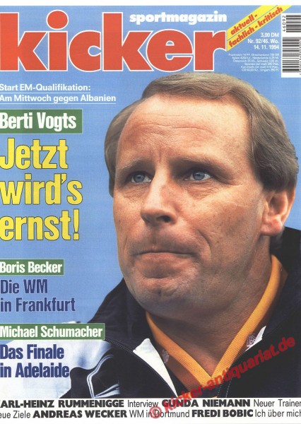 Kicker Sportmagazin Nr. 92, 14.11.1994 bis 20.11.1994