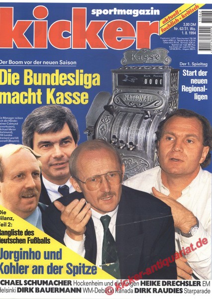 Kicker Sportmagazin Nr. 62, 1.8.1994 bis 7.8.1994