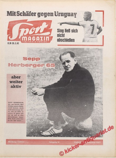 Mit Schäfer gegen Uruguay! Sepp Herberger 65!