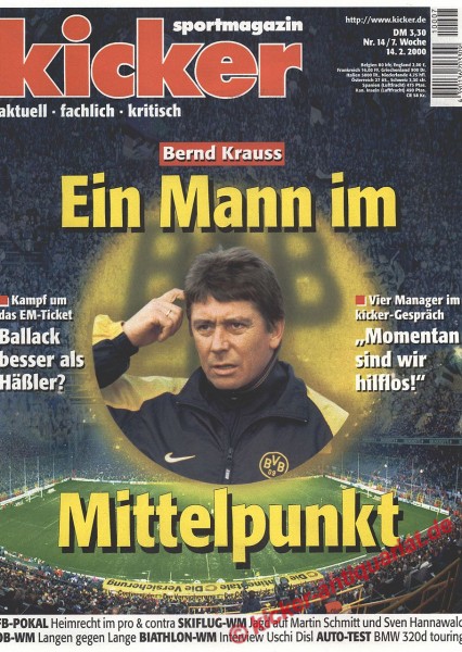 Kicker Sportmagazin Nr. 14, 14.2.2000 bis 20.2.2000