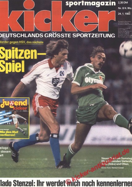 Kicker Sportmagazin Nr. 8, 24.1.1983 bis 30.1.1983