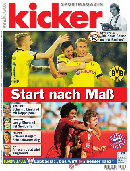 Kicker Sportmagazin Nr. 70, 27.8.2012 bis 2.9.2012