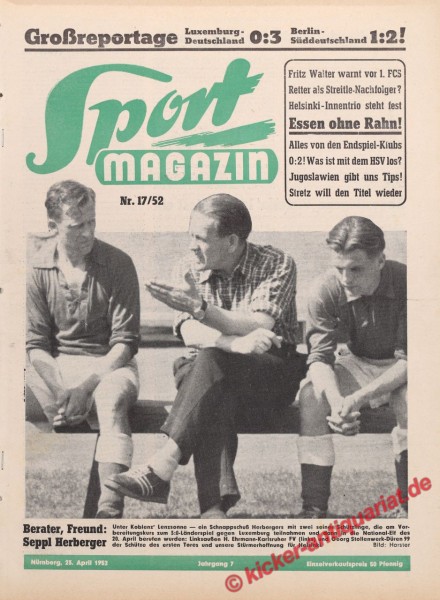 Sportmagazin Nr. 17A, 23.4.1952 bis 29.4.1952