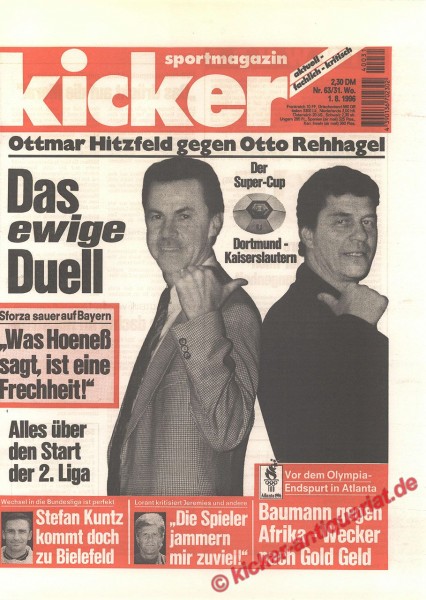 Kicker Sportmagazin Nr. 63, 1.8.1996 bis 7.8.1996