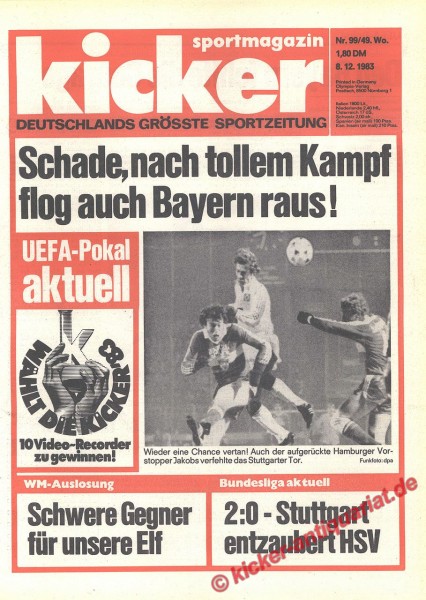 Kicker Sportmagazin Nr. 99, 8.12.1983 bis 14.12.1983