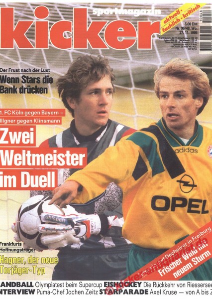 Kicker Sportmagazin Nr. 96, 27.11.1995 bis 3.12.1995