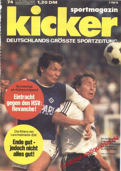 Kicker Sportmagazin Nr. 74, 9.9.1974 bis 15.9.1974