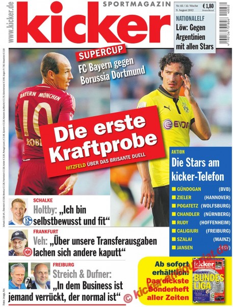 Kicker Sportmagazin Nr. 65, 9.8.2012 bis 15.8.2012