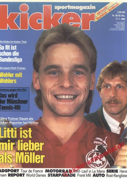 Kicker Titelbild: Kölns Trainer Daum als Kicker-Reporter bei Häßler. Litti ist mir lieber als Möller.