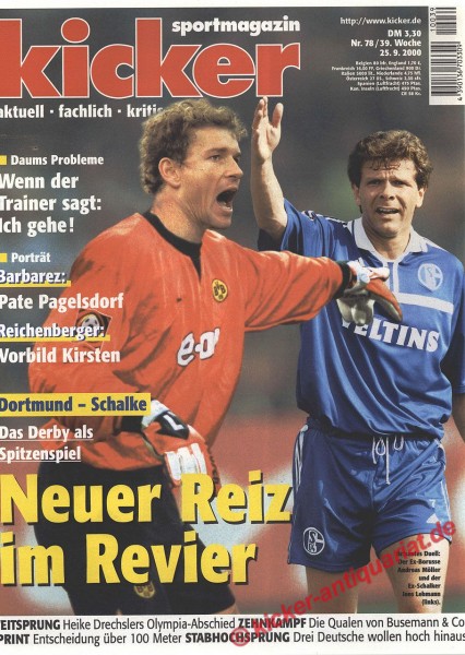 Kicker Sportmagazin Nr. 78, 25.9.2000 bis 1.10.2000