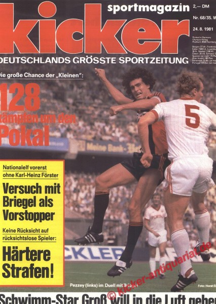 Kicker Sportmagazin Nr. 68, 24.8.1981 bis 30.8.1981