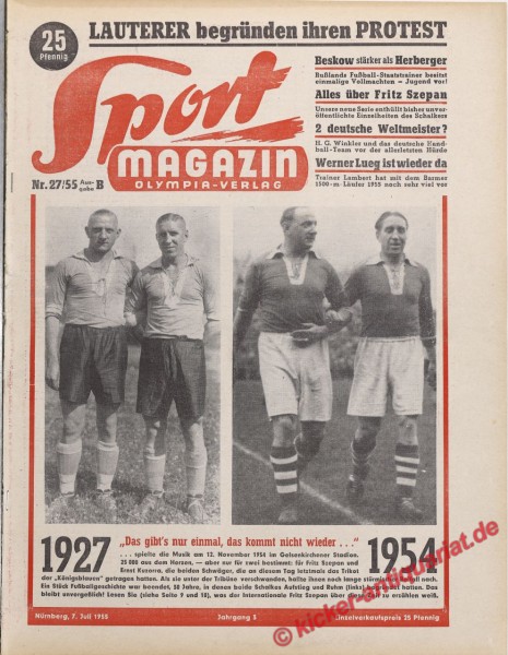 Sportmagazin Nr. 27B, 7.7.1955 bis 13.7.1955