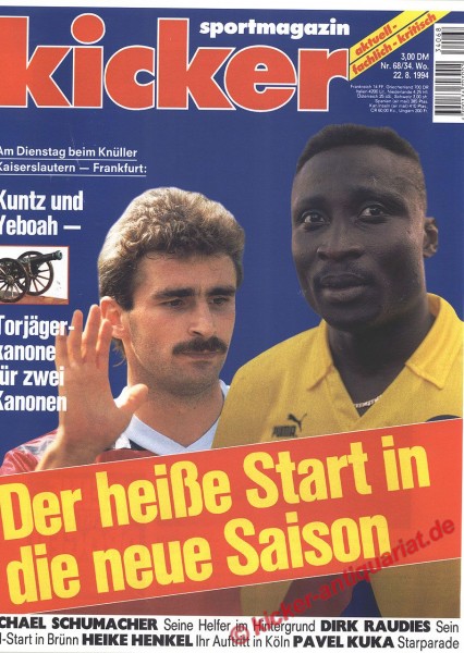 Kicker Sportmagazin Nr. 68, 22.8.1994 bis 28.8.1994