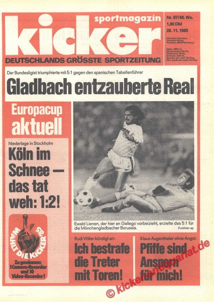 Kicker Sportmagazin Nr. 97, 28.11.1985 bis 4.12.1985