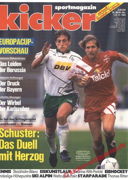 Kicker Sportmagazin Nr. 88, 1.11.1993 bis 7.11.1993